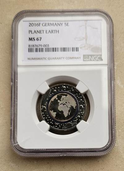 【币将精彩】世界钱币拍卖（2026-1-7） - 克劳斯获奖币德国2016年蓝色星球5欧元纪念币NGC评级币