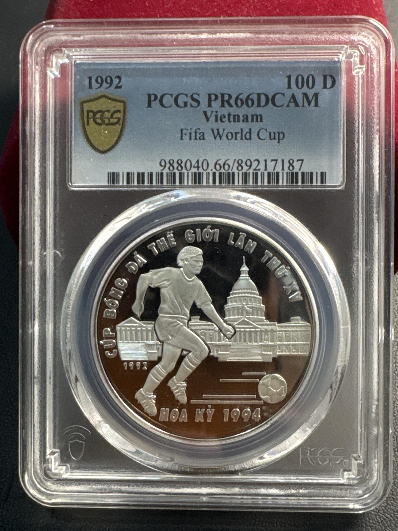 ❤️【币观天下】❤️ 第337期钱币拍卖- 2026.1.2周五晚上6点半场-长期征集拍品 越南1992年1994世界杯精制纪念银币 PCGS PR66 12克