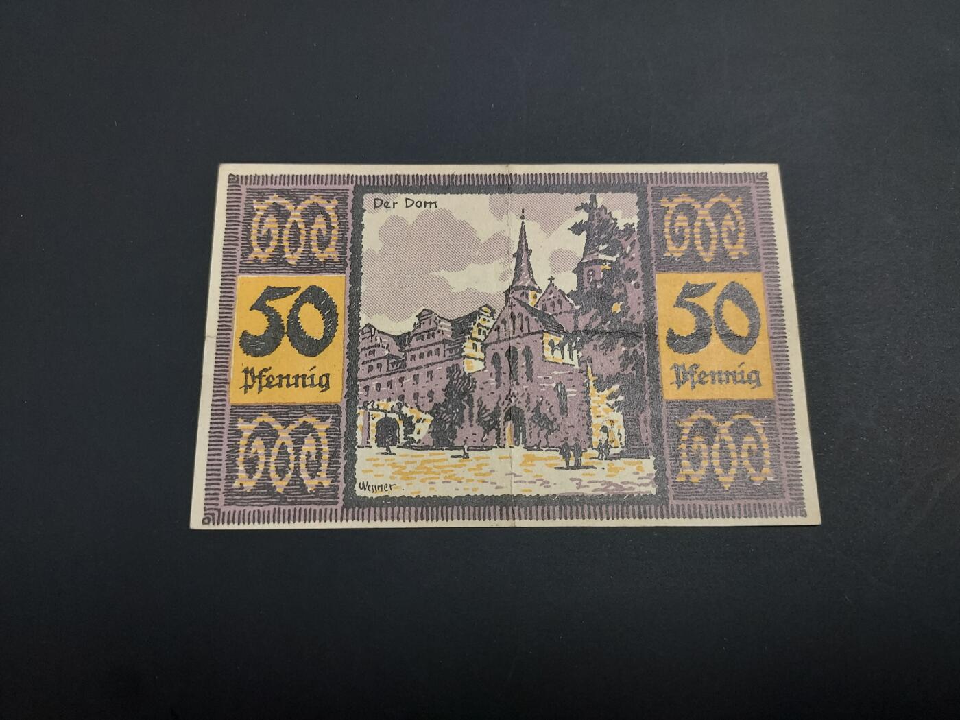 博彦收藏   1月10日 8点 钱币专场 全场包邮 1921德国地区纸币50芬尼 流通好品