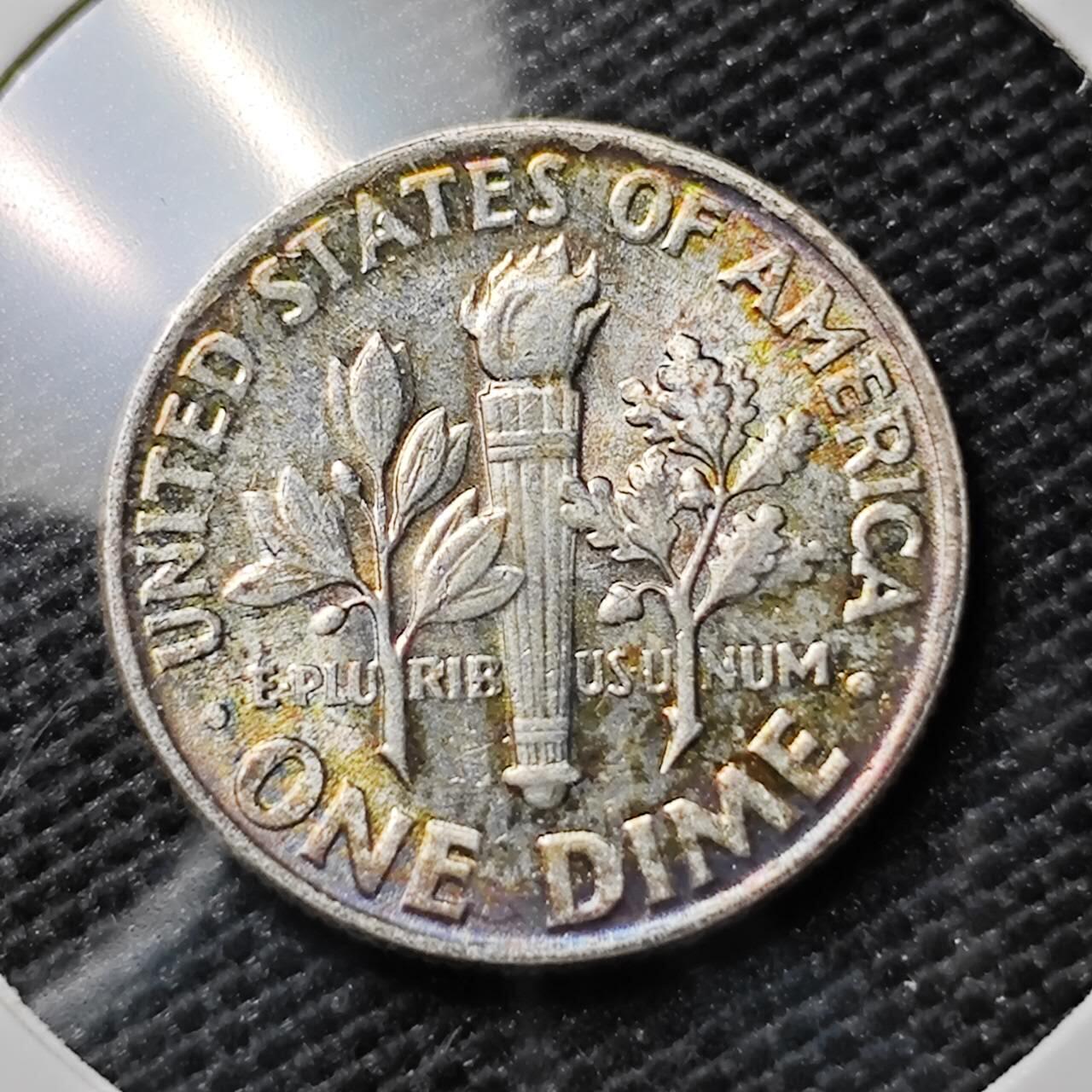 KK钱币收藏小铺 《套币 好品/批量散币专场》  2月预留时间 周末发货   1964美国10分银币 带彩漂亮 好品