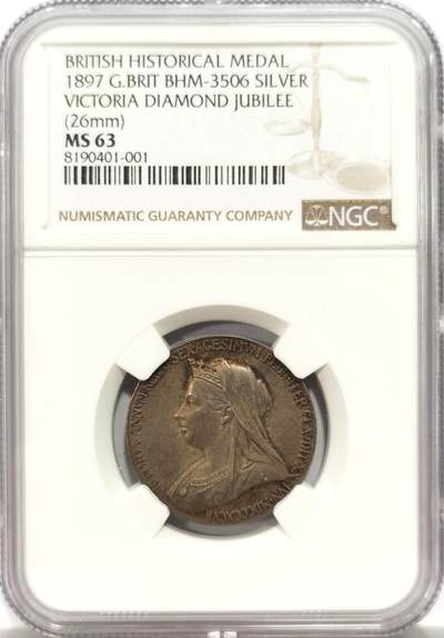 博洋堂“岁启嘉年”2026新年精品大拍专场暨第155期（全场包邮） - NGC MS63 英国1897年维多利亚女王加冕60周年纪念银章 原味酱彩 热门英系品种