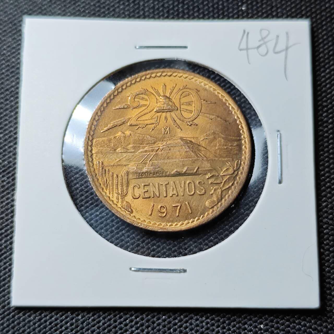 KK钱币收藏小铺 《套币 好品/批量散币专场》  2月预留时间 周末发货  1971墨西哥20分铜币 好品