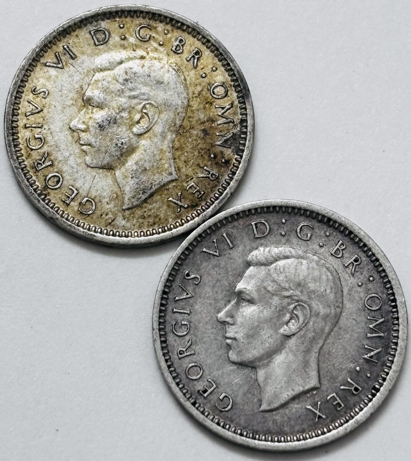 文馨钱币收藏 迎新纳福2026新年第一场（第 287 场）金银老铜币拍卖 1941 年英国乔治六世 3 便士银币 2 枚