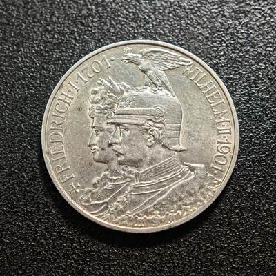 【德藏】世界币章拍卖第160期 - 1901年 德国普鲁士建国200周年2马克银币 直径约：27.9mm；重约：11.1g