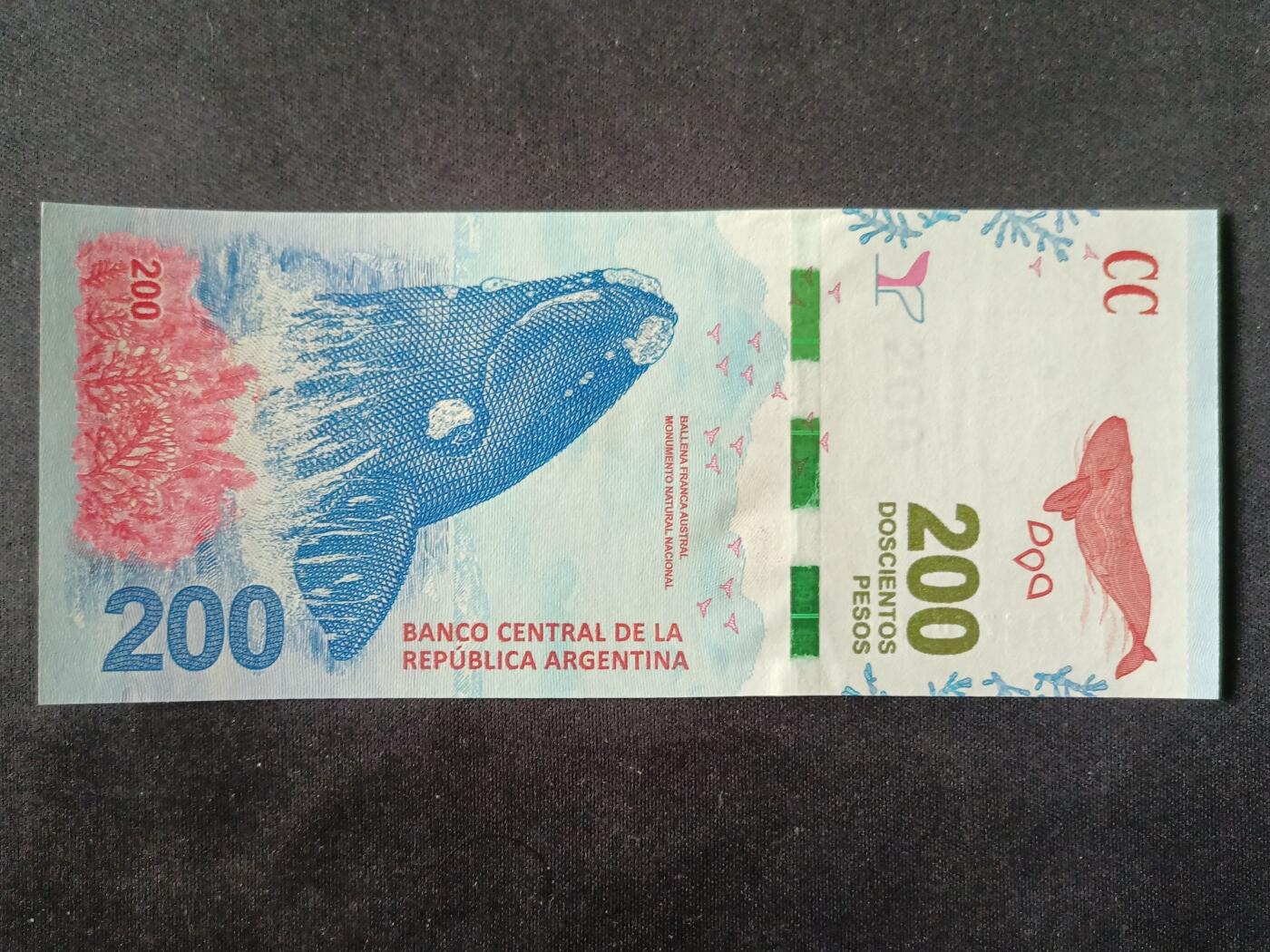 【游宝包邮场】蛇年第104期  阿根廷-200比索【动物版 全新UNC】
