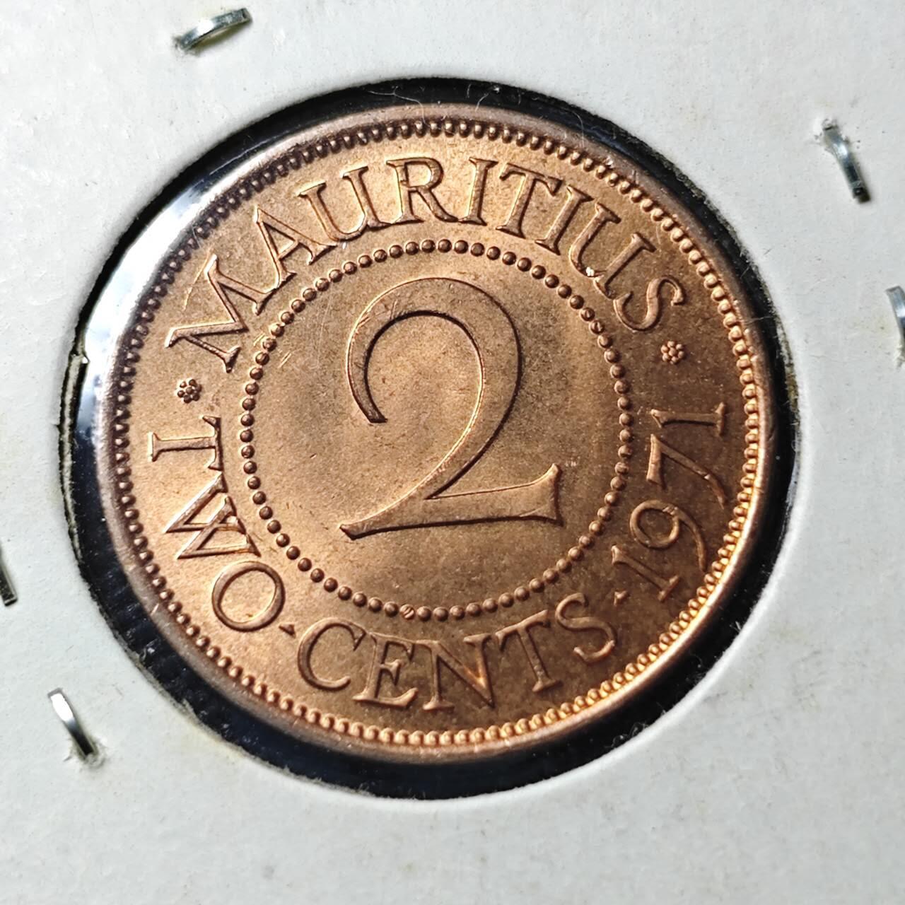 KK钱币收藏小铺 《套币 好品/批量散币专场》  2月预留时间 周末发货  1971英属毛里求斯2分铜币 好品