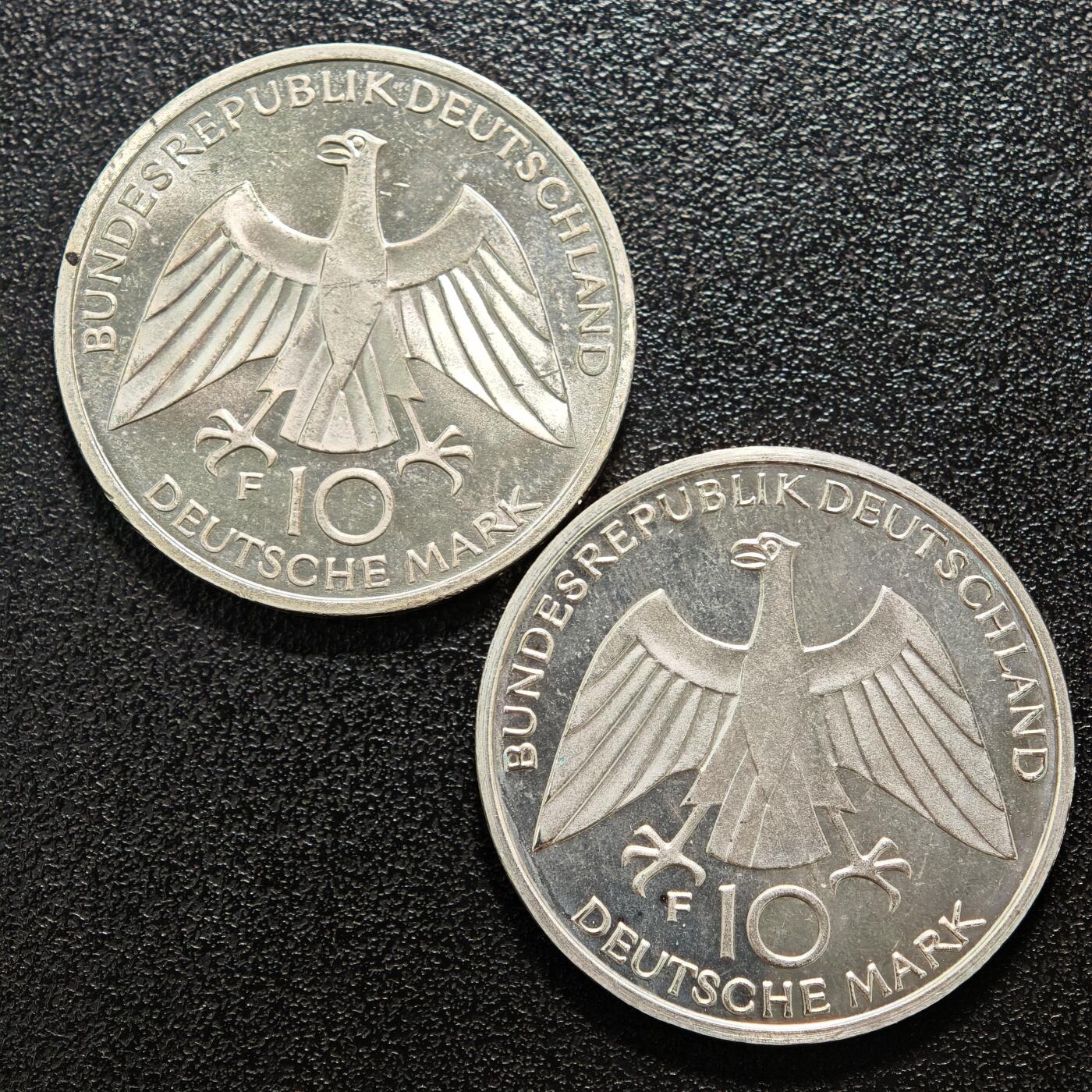 【德藏】世界币章拍卖第160期 2枚一组 1972年 德国慕尼黑奥运会凝结10马克纪念银币 直径约：32.2mm/枚；重约：15.4g/枚