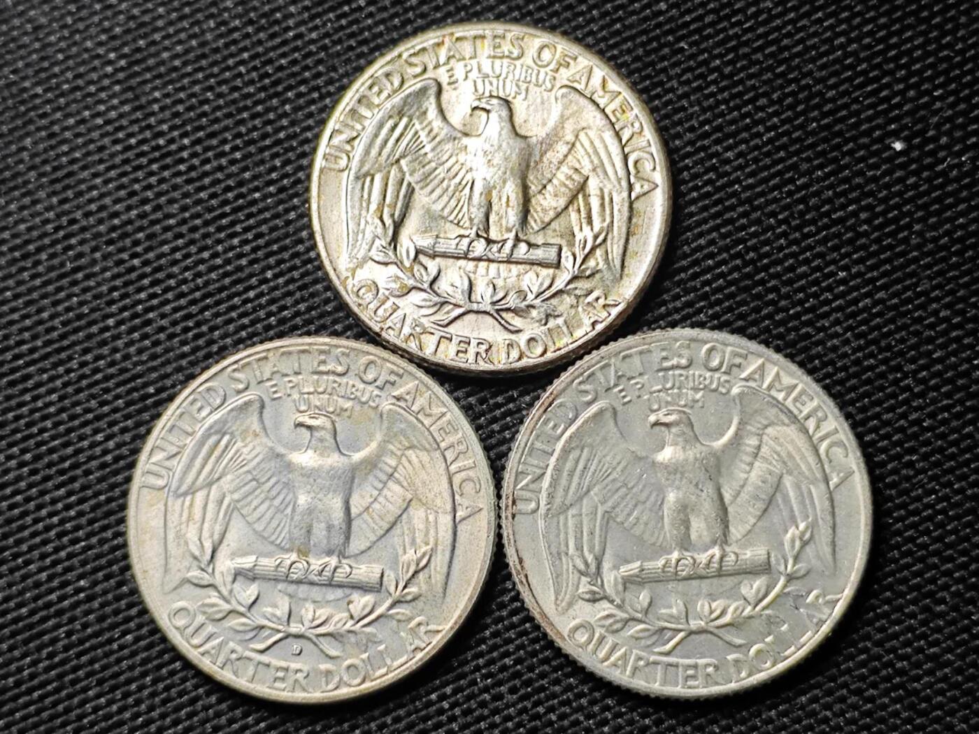 KK钱币收藏小铺 《套币 好品/批量散币专场》  2月预留时间 周末发货  美国25分银币一组3枚 好品