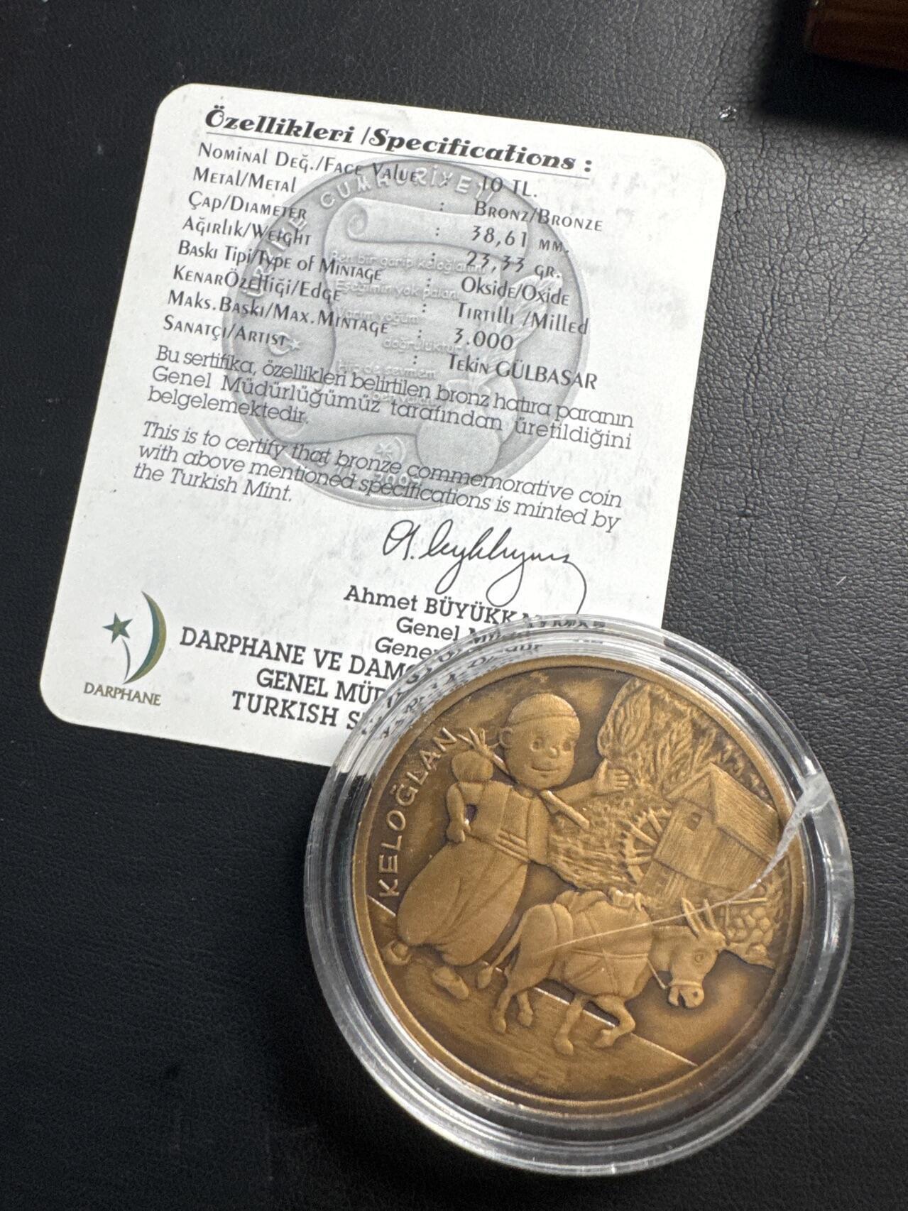 ❤️【币观天下】❤️ 第337期钱币拍卖- 2026.1.2周五晚上6点半场-长期征集拍品 土耳其2019年民间故事小毛驴精制仿古铜币