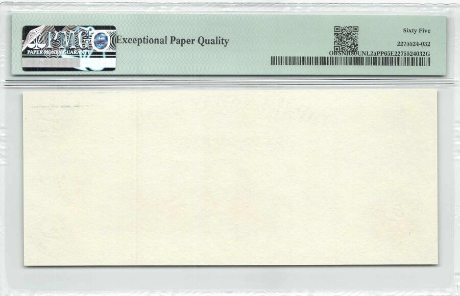 【礼羽收藏】🌏世界钱币拍卖第118期 美国 新罕布什尔 埃平 Pawtuckaway银行 2美元 绿色油墨厚纸版 Proof  PMG65EPG