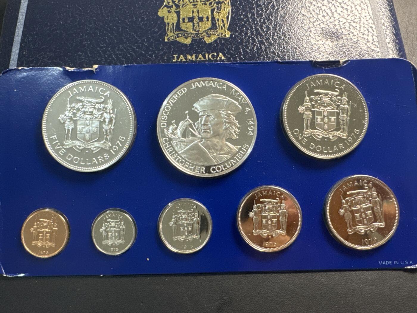 ❤️【币观天下】❤️ 第337期钱币拍卖- 2026.1.2周五晚上6点半场-长期征集拍品 牙买加1975年官方精制套币含2枚大银币42.8+41.6克925银