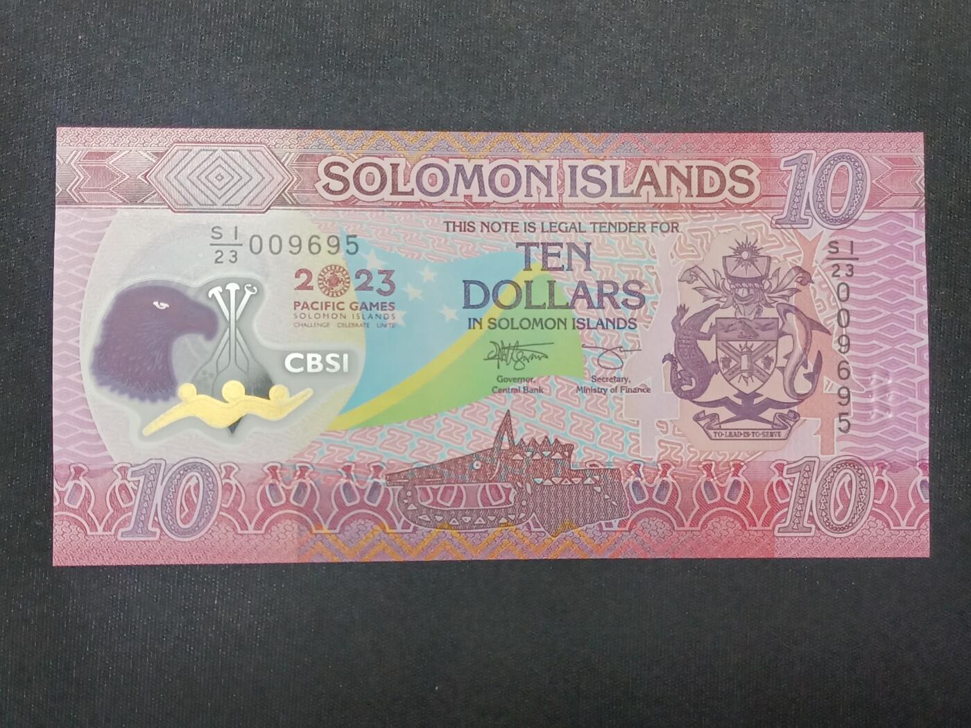 【游宝包邮场】蛇年第104期  所罗门群岛-10元【第17届太平洋运动会纪念钞 全新UNC】