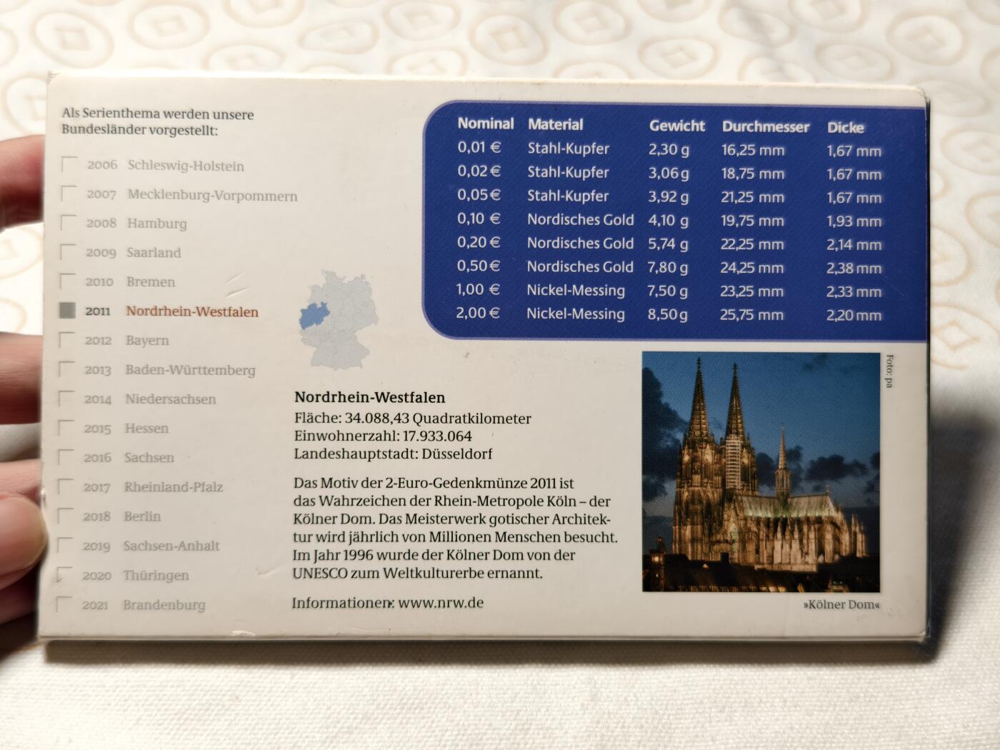 抚柳草堂-第五期章牌钱币（元旦欢庆场） 奖章勋章限时免佣 满百包邮 放漏专场 2011德国欧元硬币纪念套装 含一枚2欧元科隆大教堂 少见品种