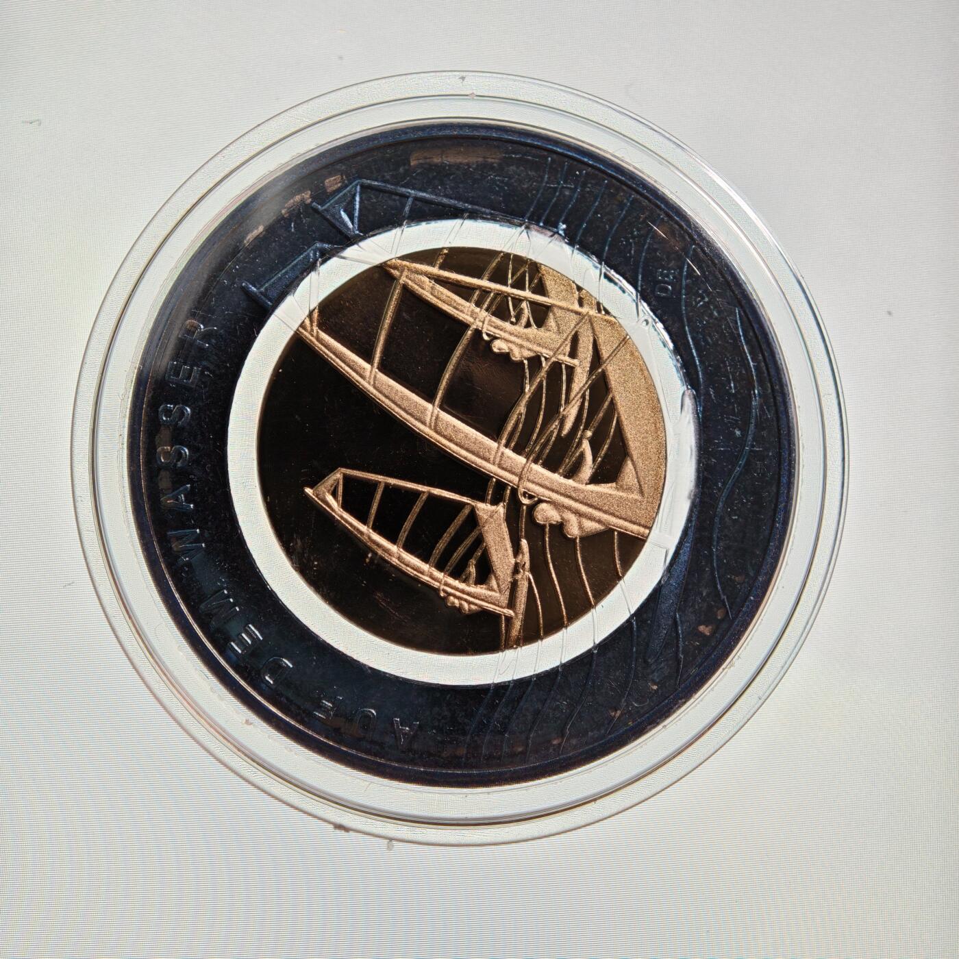 【德藏】世界币章拍卖第160期  2021年 德国帆船聚合环10欧元聚合环镍币 原册 直径约：28.75mm；重约：9.8g