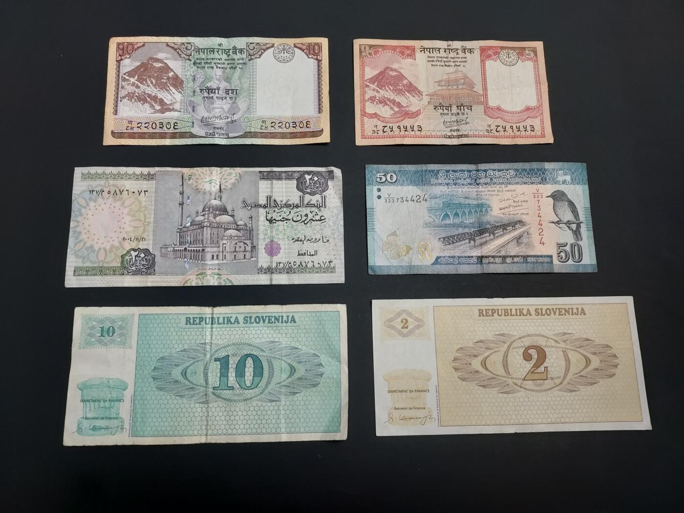 博彦收藏   1月10日 8点 钱币专场 全场包邮 斯洛文尼亚 等外国纸币6张 流通品