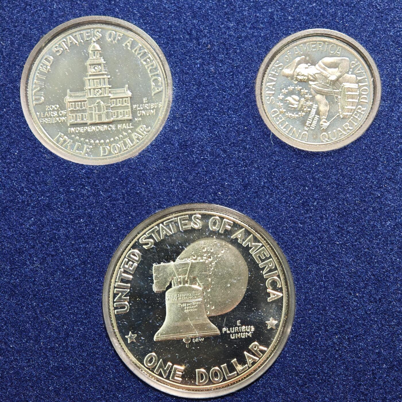 【德藏】世界币章拍卖第160期 1976年 美国建国200周年银币套币 原册