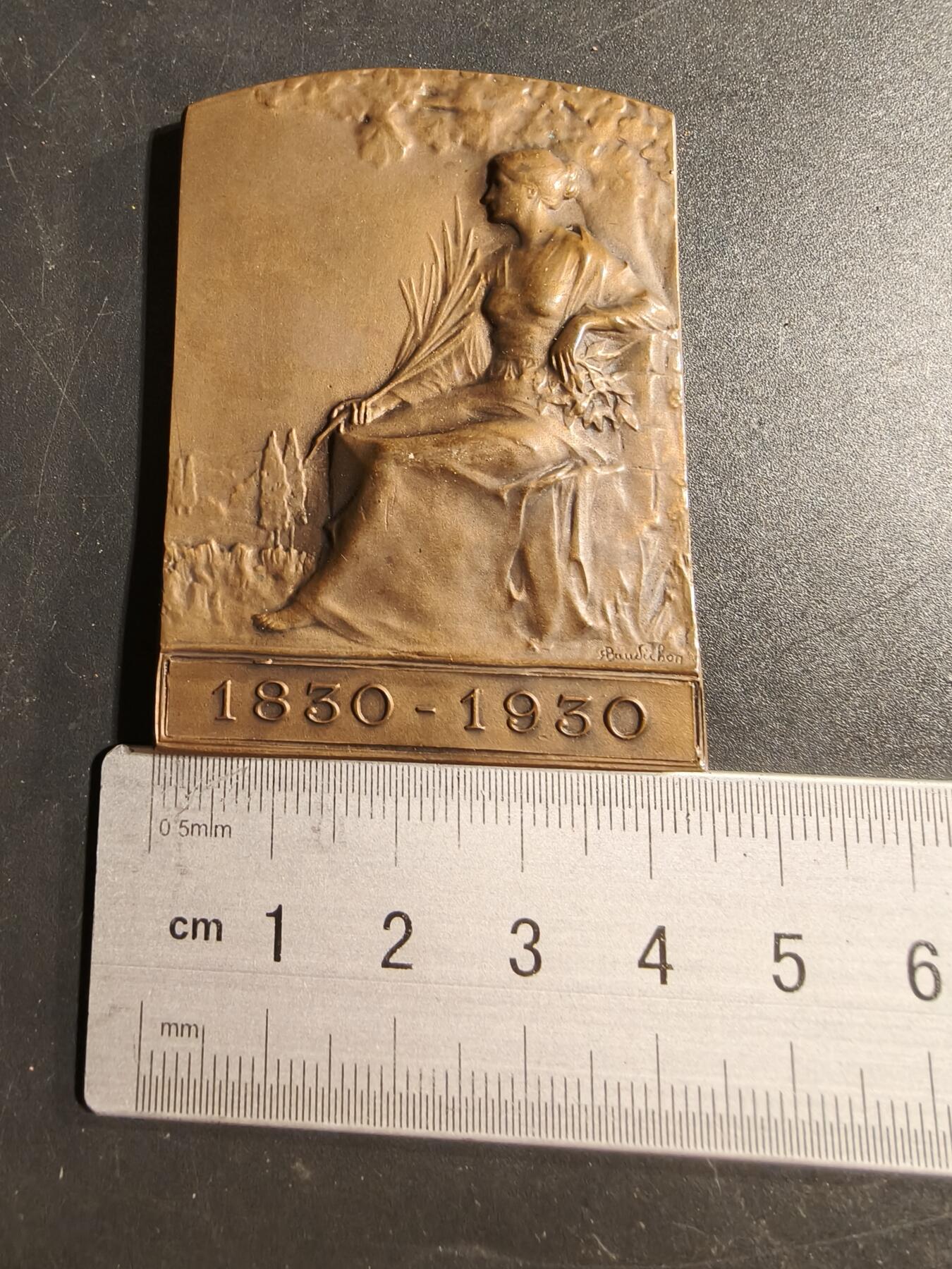 老王徽章第173期 法国伏拉热工厂成立百年方形大铜章     原盒      尺寸42×60mm     重量67.8g