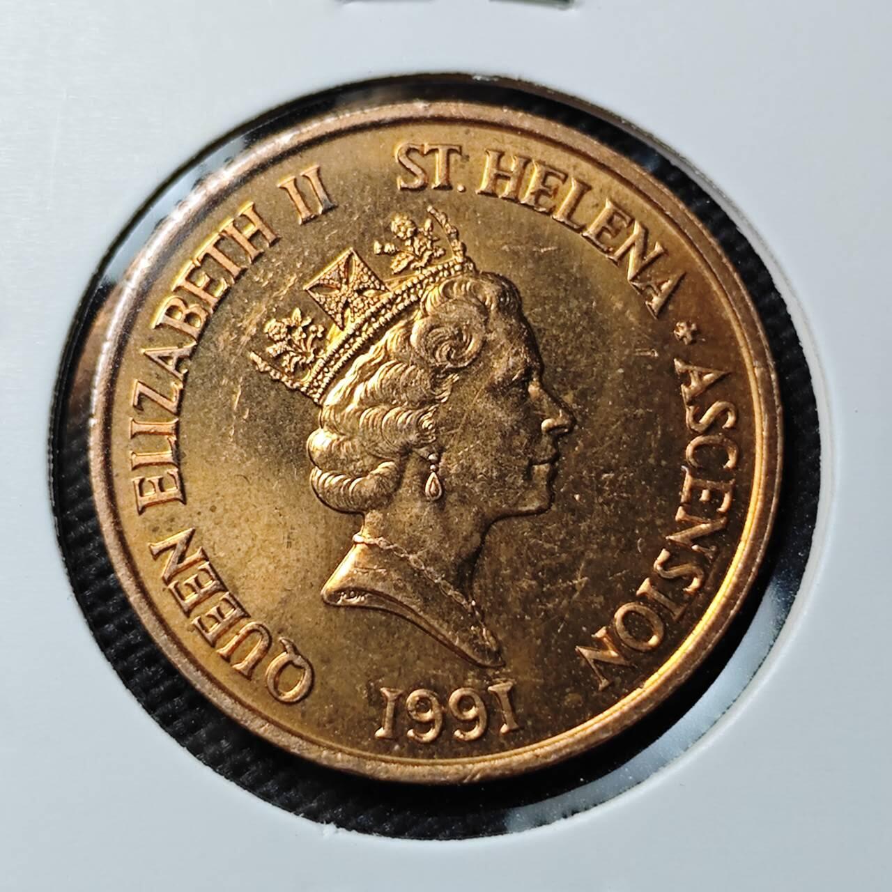 KK钱币收藏小铺 《套币 好品/批量散币专场》  2月预留时间 周末发货  1991圣赫勒拿2分铜币