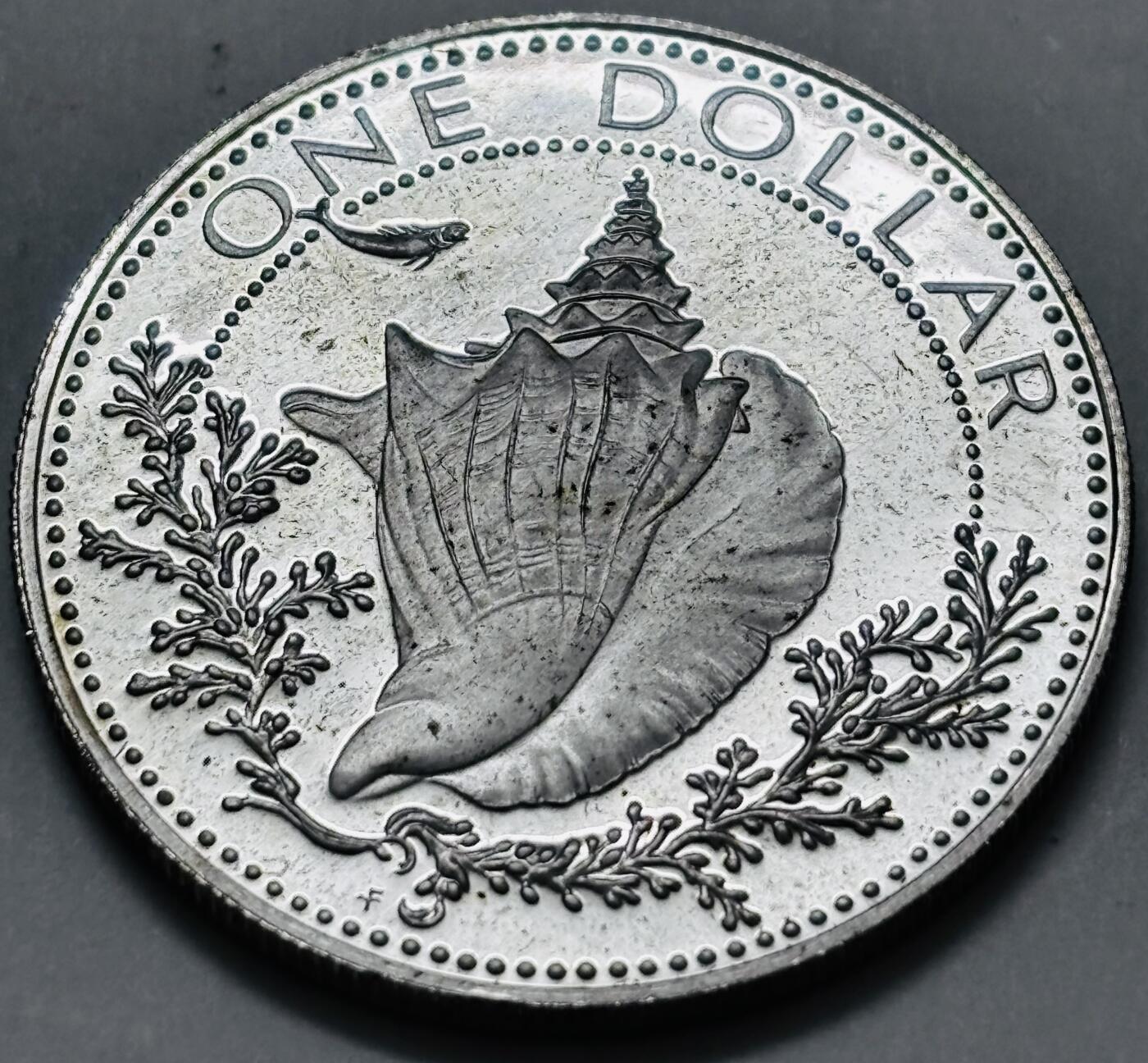 文馨钱币收藏 迎新纳福2026新年第一场（第 287 场）金银老铜币拍卖 全新 1974 年巴哈马一元精制大银币，第三版本首发年 18.14 克 800 高银