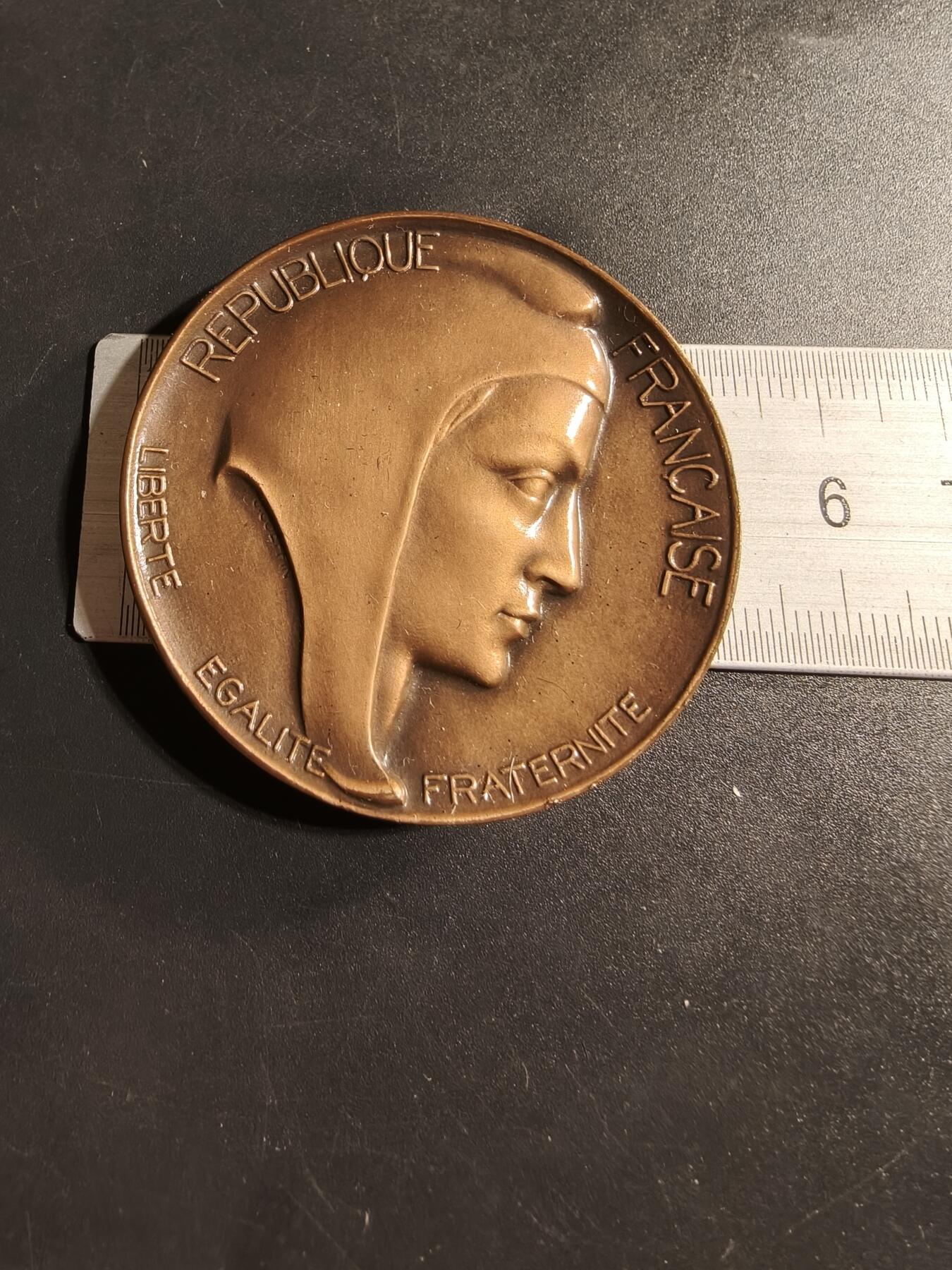 老王徽章第173期 法国参议员赠大铜章     直径51mm    重量70g