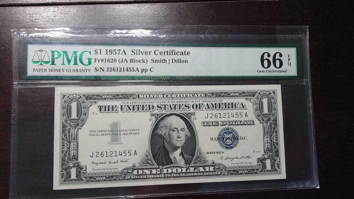 【新年四拍】世界钱币～微拍第225期暨2025年第65期  评级币拍卖场 1957A美国1元 PMG66E