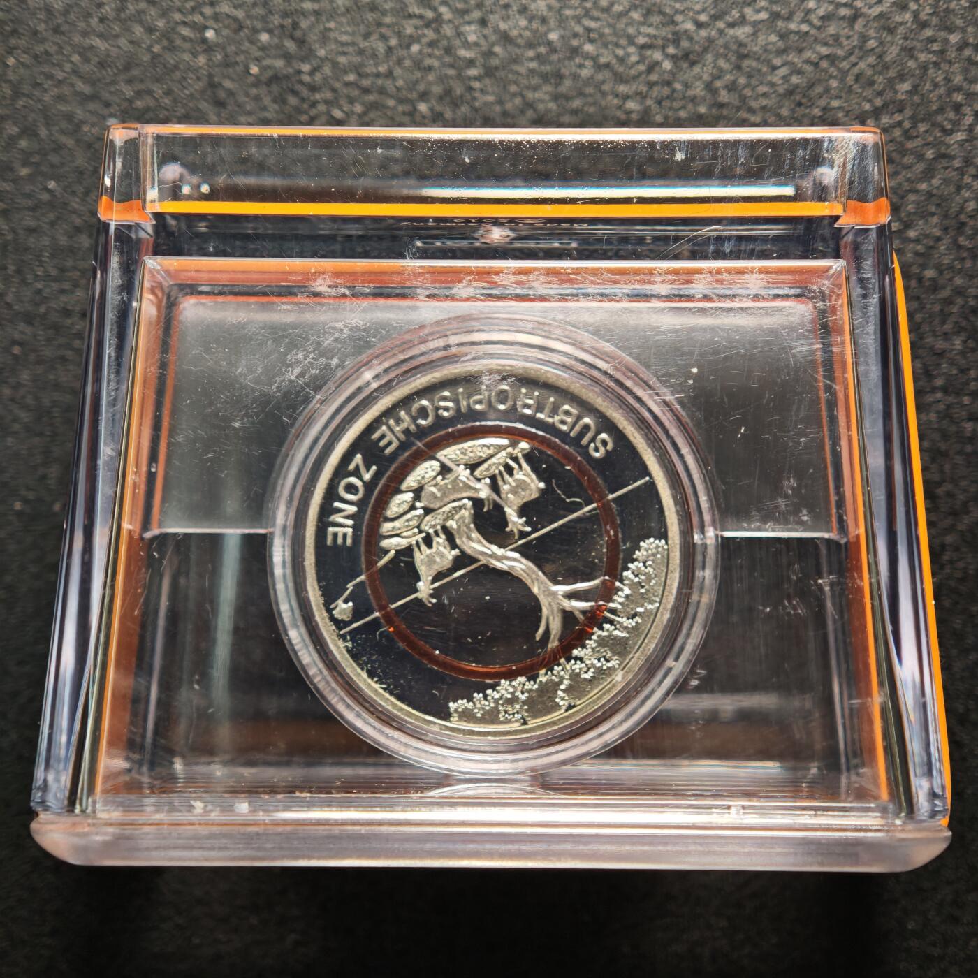 【德藏】世界币章拍卖第160期 发行量极少 2018年 德国地球气候带-亚热带聚合环5欧元精制镍币 原盒 直径约：27.25mm；重约：9g