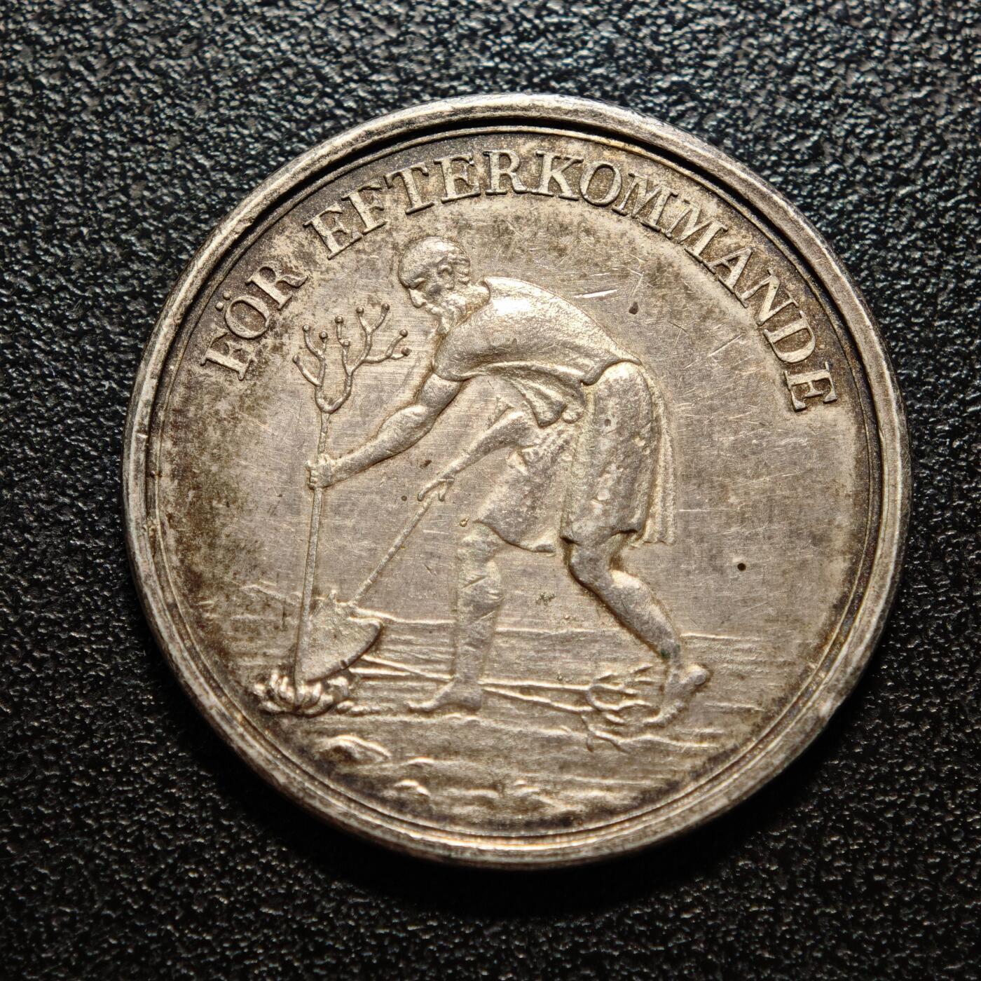 【德藏】世界币章拍卖第160期 1815(1916年) 瑞典皇家科学院奖章纪念银章 原味老包浆 直径约：30.7mm；重约：12.6g