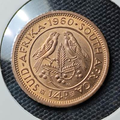 KK钱币收藏小铺 《套币 好品/批量散币专场》  2月预留时间 周末发货 -  1960英属南非1/4便士铜币 好品