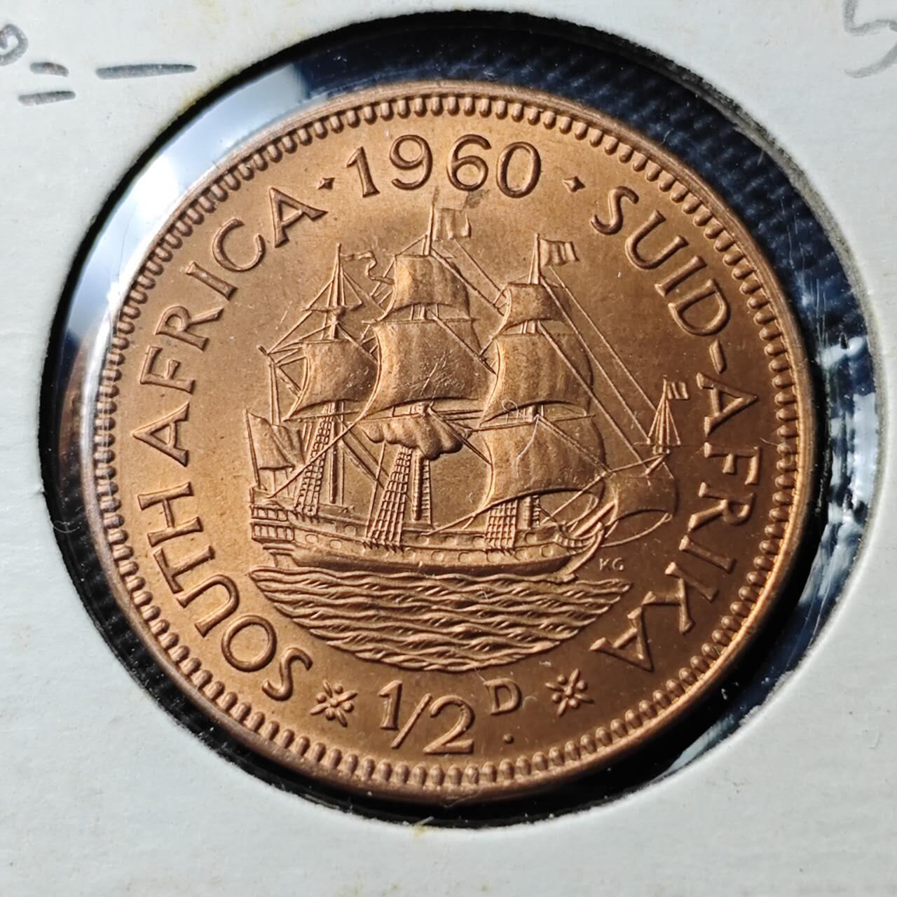 KK钱币收藏小铺 《套币 好品/批量散币专场》  2月预留时间 周末发货  1960南非1/2分铜币 好品