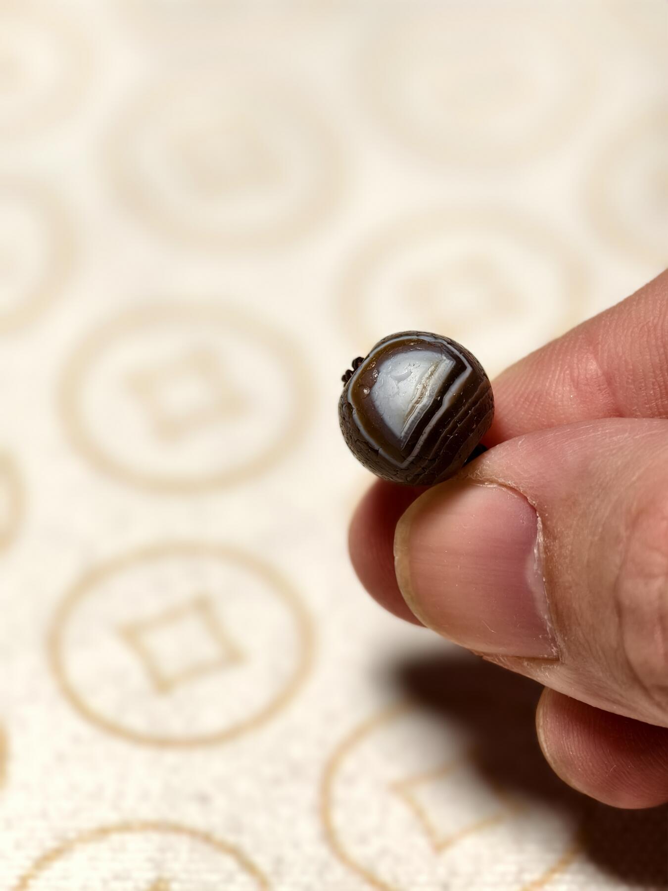 抚柳草堂-第五期章牌钱币（元旦欢庆场） 奖章勋章限时免佣 满百包邮 放漏专场 公元十五世纪 缠丝玛瑙珠 带眼 闻德评级尺寸见标签