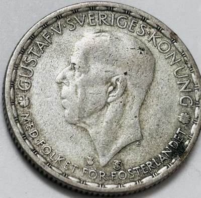 文馨钱币收藏 迎新纳福2026新年第一场（第 287 场）金银老铜币拍卖 - 1949 年瑞典古斯塔夫五世 1 克朗银币，7 克 400 银