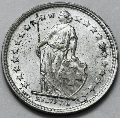 文馨钱币收藏 迎新纳福2026新年第一场（第 287 场）金银老铜币拍卖 - 原光好品 1957 年瑞士 1/2 法郎银币，2.5 克 835 高银，光度足够