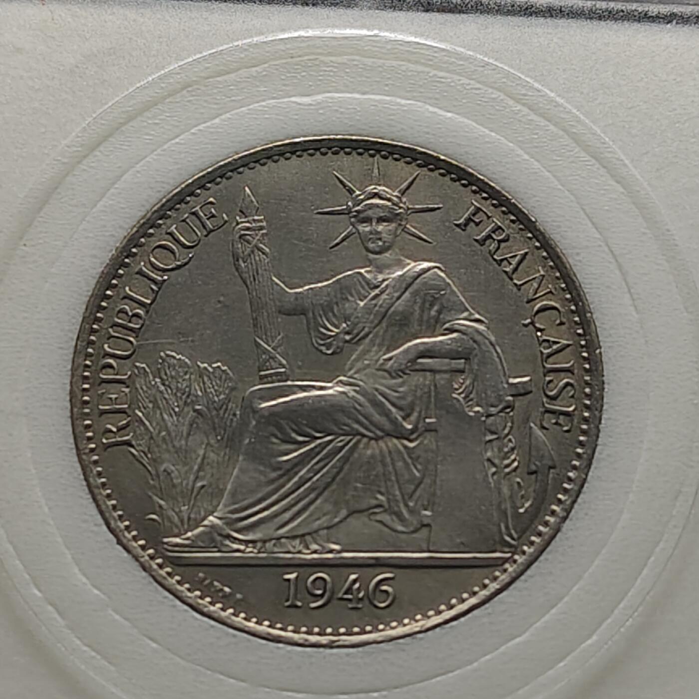 【全场包邮】纯粹捡漏拍491场（免费代拍第28场） 法属印支1946年50分小坐洋（29毫米12.47克）银币