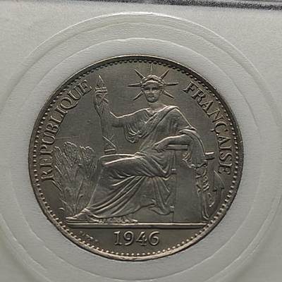 【全场包邮】纯粹捡漏拍491场（免费代拍第28场） - 法属印支1946年50分小坐洋（29毫米12.47克）银币