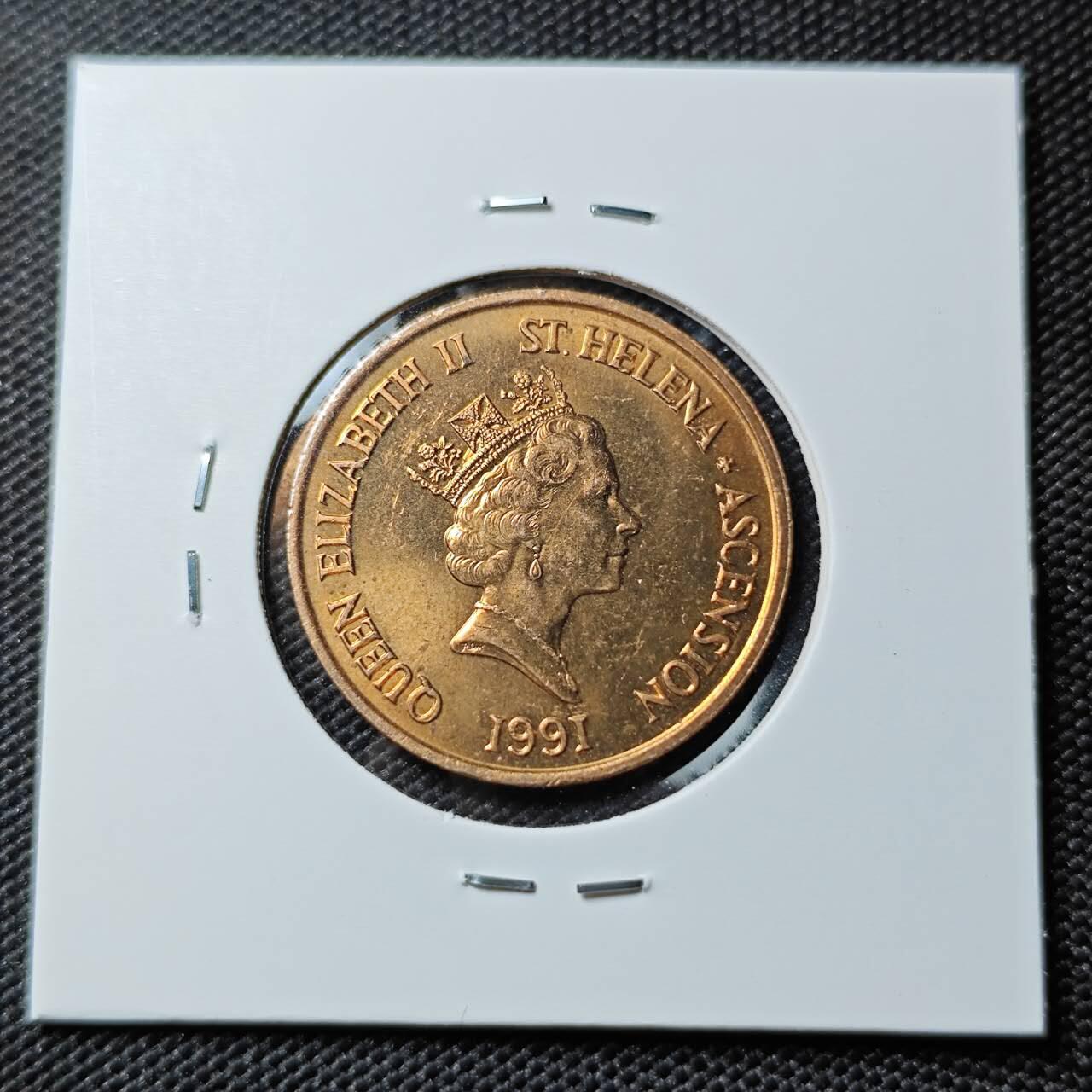 KK钱币收藏小铺 《套币 好品/批量散币专场》  2月预留时间 周末发货  1991圣赫勒拿2分铜币