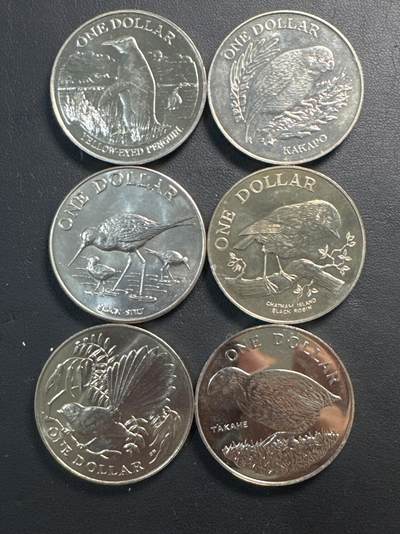 ❤️【币观天下】❤️ 第337期钱币拍卖- 2026.1.2周五晚上6点半场-长期征集拍品 - 新西兰鸟系列克朗币6枚一组