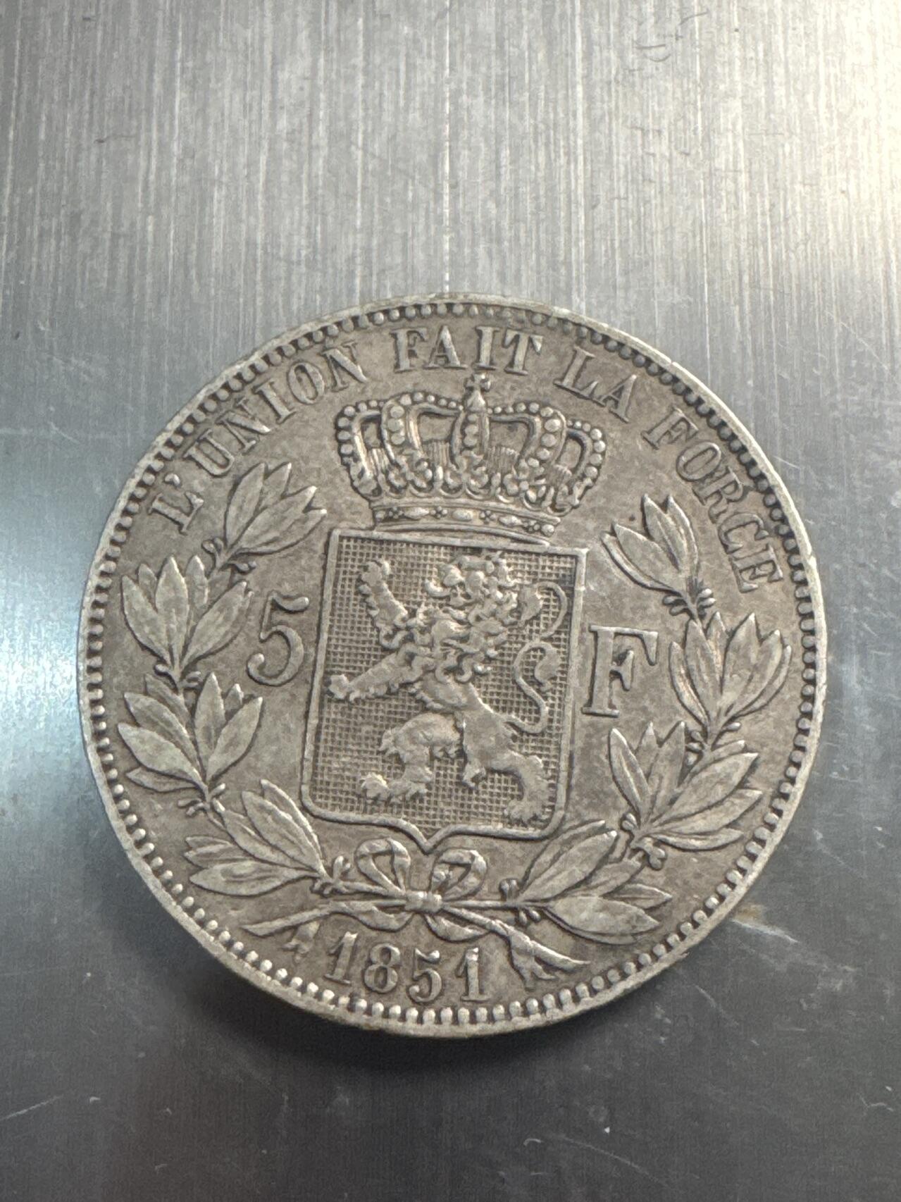 ❤️【币观天下】❤️ 第337期钱币拍卖- 2026.1.2周五晚上6点半场-长期征集拍品 比利时1951年5法兰银币