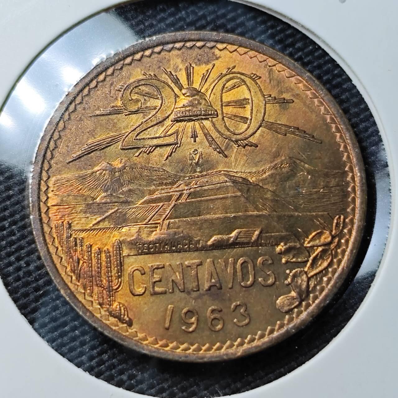 KK钱币收藏小铺 《套币 好品/批量散币专场》  2月预留时间 周末发货  1963墨西哥20分铜币 好品