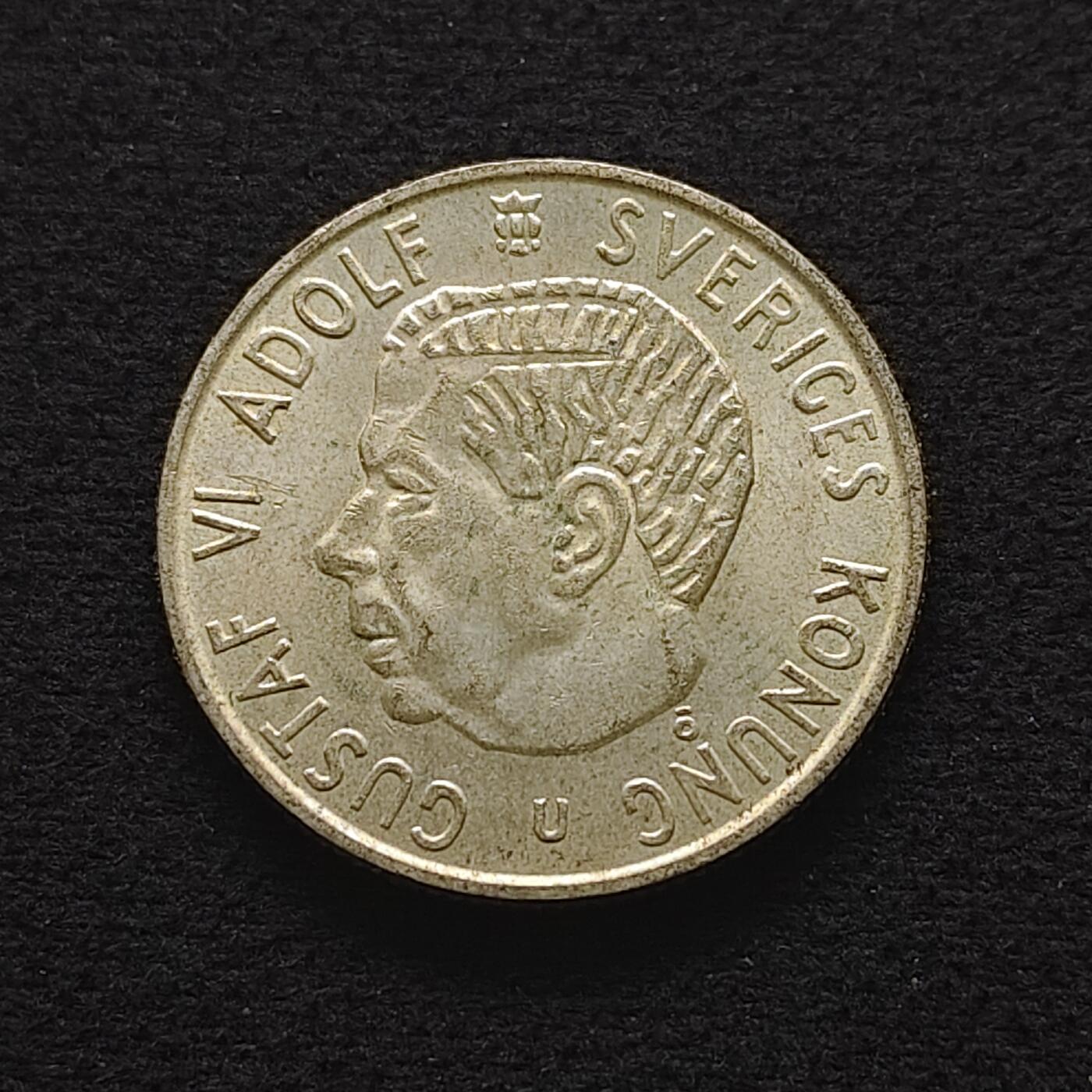 【全场包邮】纯粹捡漏拍490场（免费代拍第27场） 瑞典1963年古斯塔夫六世2克朗（31毫米14克）银币