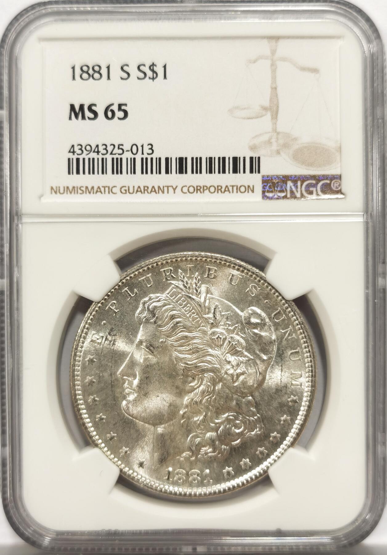 博洋堂“岁启嘉年”2026新年精品大拍专场暨第155期（全场包邮） NGC MS65 美国1881年S版摩根$1大银币 鹰面绝美月牙五彩包浆 与底板凝霜质感形成鲜明眼对比 色泽层次饱满 适合把玩