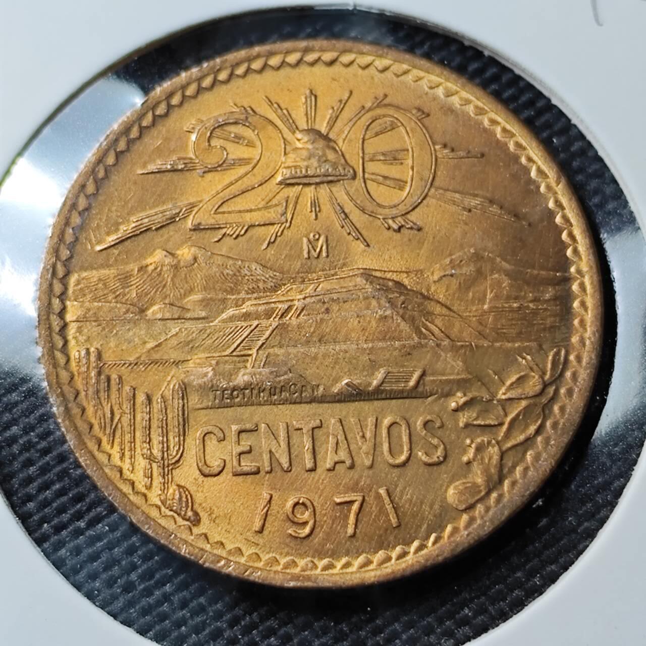 KK钱币收藏小铺 《套币 好品/批量散币专场》  2月预留时间 周末发货  1971墨西哥20分铜币 好品