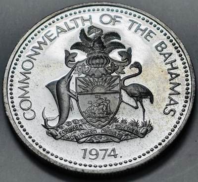 文馨钱币收藏 迎新纳福2026新年第一场（第 287 场）金银老铜币拍卖 - 全新 1974 年巴哈马一元精制大银币，第三版本首发年 18.14 克 800 高银