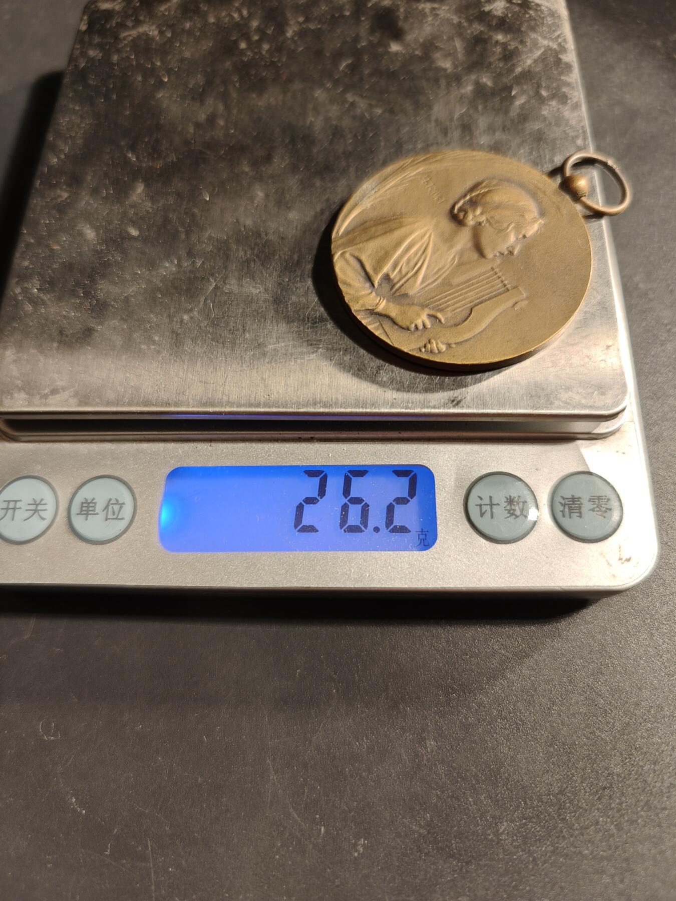 老王徽章第173期 法国音乐协会铜奖章     大师里维特作品     直径41mm    重量26.2g