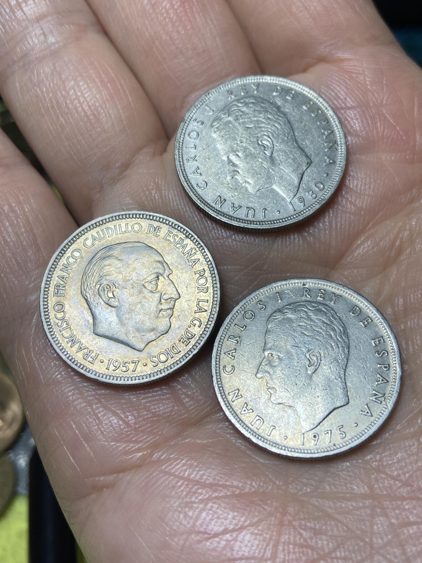 2026年第二场(总第一百七十一场）外国好品散币场(免佣金) 西班牙🇪🇸5比塞塔3枚(1957年75年80年3个版)