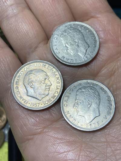 2026年第二场(总第一百七十一场）外国好品散币场(免佣金) - 西班牙🇪🇸5比塞塔3枚(1957年75年80年3个版)