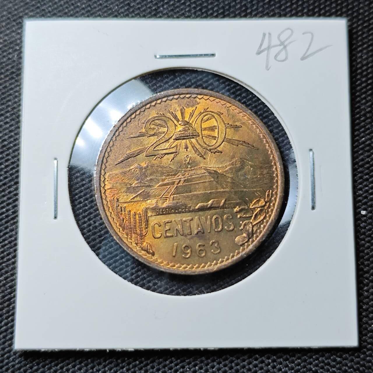 KK钱币收藏小铺 《套币 好品/批量散币专场》  2月预留时间 周末发货  1963墨西哥20分铜币 好品