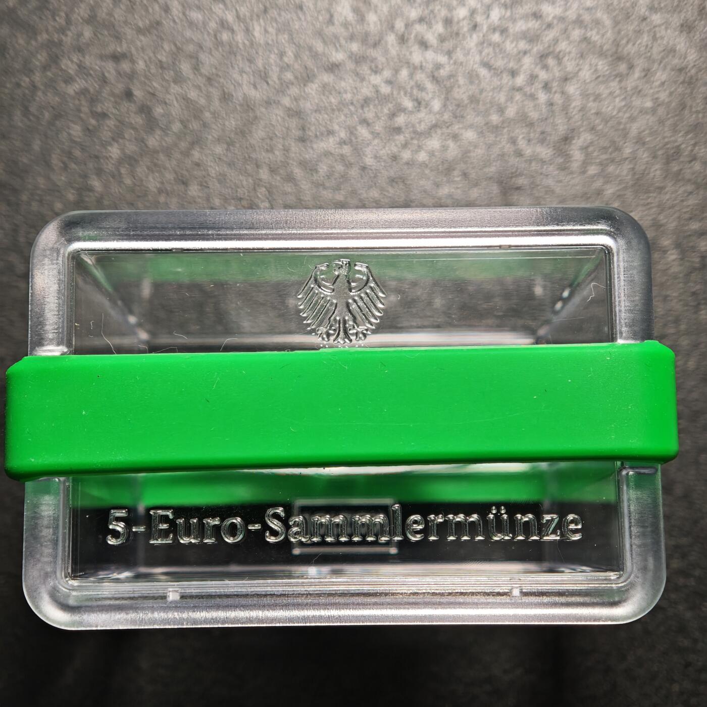 【德藏】世界币章拍卖第160期 发行量极少 2019年 德国地球气候带-温带聚合环5欧元精制镍币 原盒 直径约：27.25mm；重约：9g