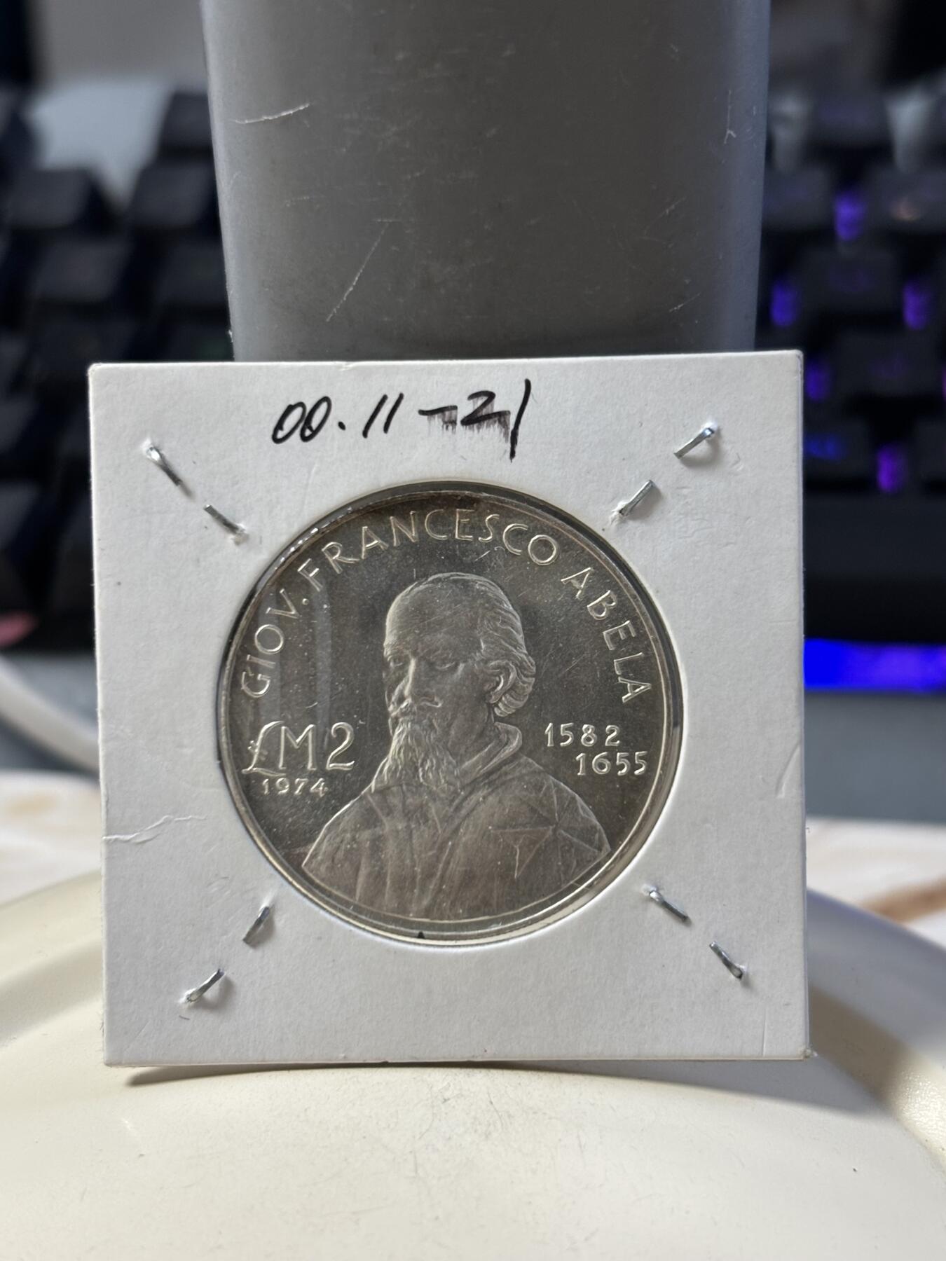 第186期拍卖 马耳他1974年人物弗朗切斯科·阿贝拉纪念银币，987银，10克，银价178