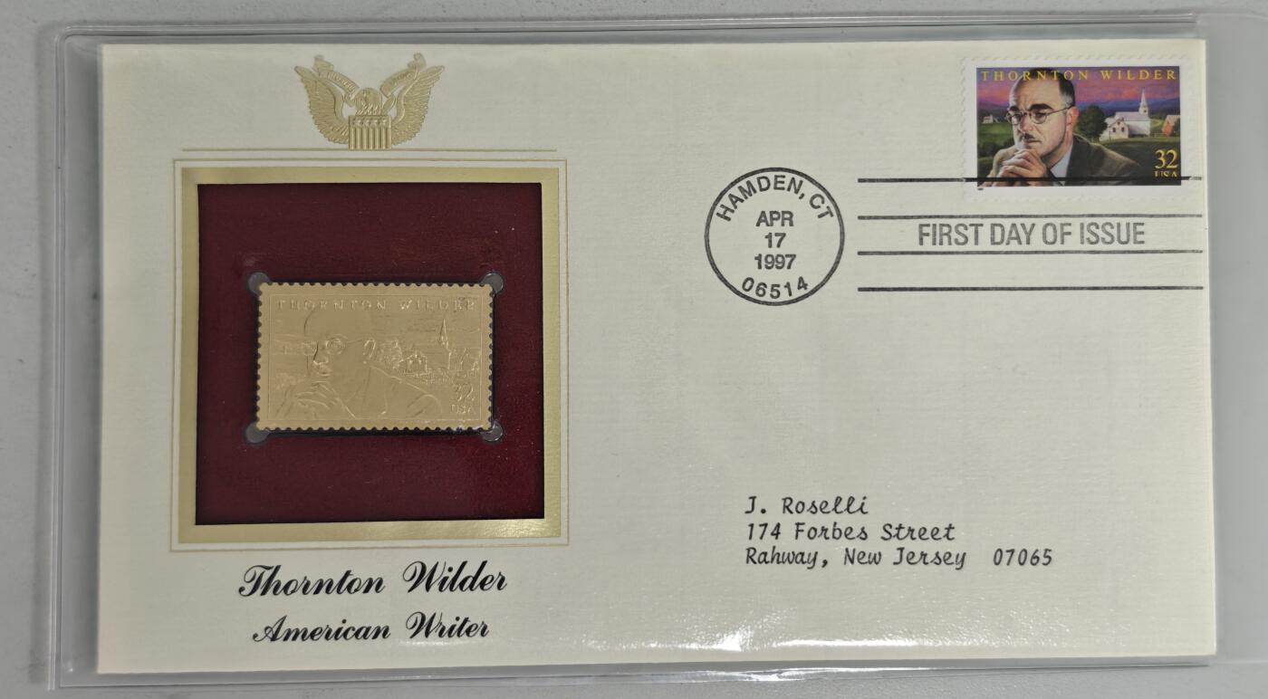 瓶子🏺第224期拍卖会   1997美国首日封带金箔邮票  美国作家