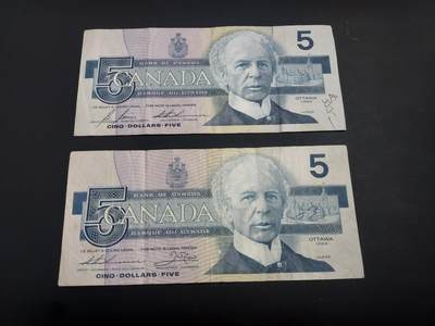 博彦收藏   1月10日 8点 钱币专场 全场包邮 - 加拿大 鸟版5元2张 流通品